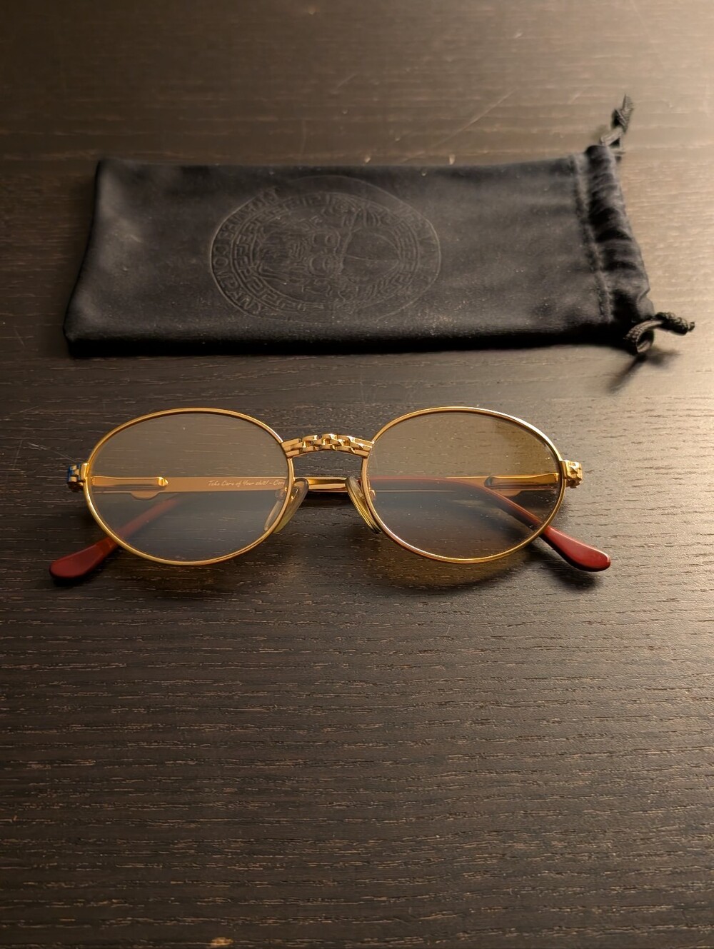 Vintage Frames Co Pac Masterpiece 24KT Gold Sunglasses Round Oval Tinted Custom